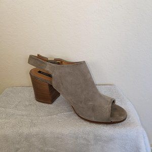 Alberto Fermani chunky heel, gray, open toe, ankle strap